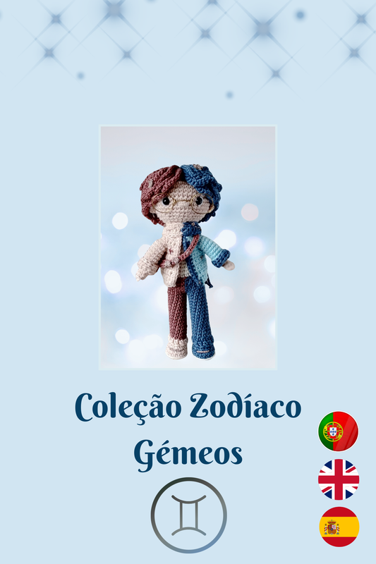 Padrão Amigurumi Signo Gémeos - Coleção Zodíaco - Padrão detalhado com fotos - PDF (pt/en/es)