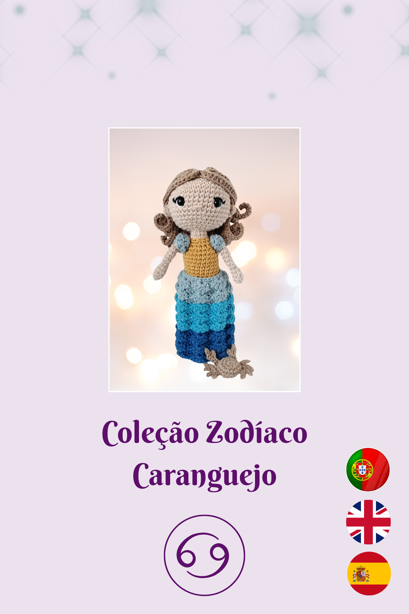 Padrão Amigurumi Signo Caranguejo | Colecção Zodíaco | PDF Digital