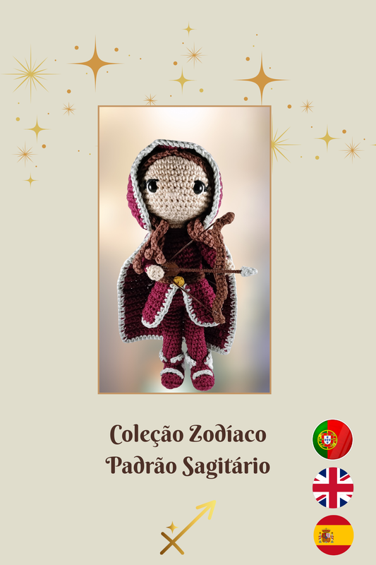 Padrão Amigurumi Signo Sagitário - Coleção Zodíaco - Padrão detalhado com fotos - PDF (pt/en/es)