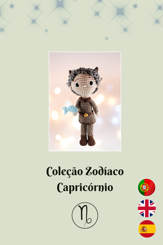 Padrão Amigurumi Signo Capricórnio - Coleção Zodíaco - Padrão detalhado com fotos - PDF (pt/en/es)