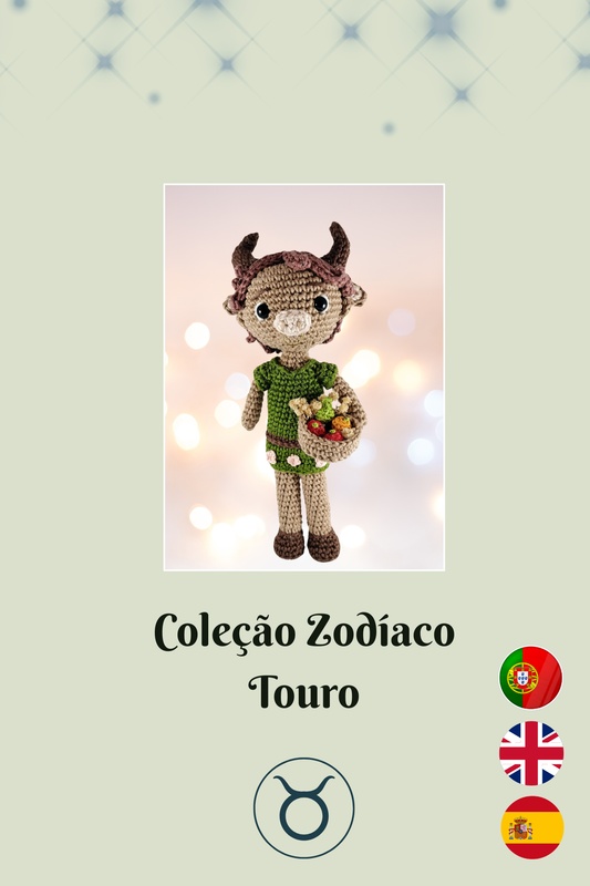 Padrão Amigurumi Signo Touro - Coleção Zodíaco - Padrão detalhado com fotos - PDF (pt/en/es)