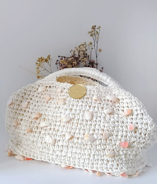 Bolsa Sunny em Ráfia Branca