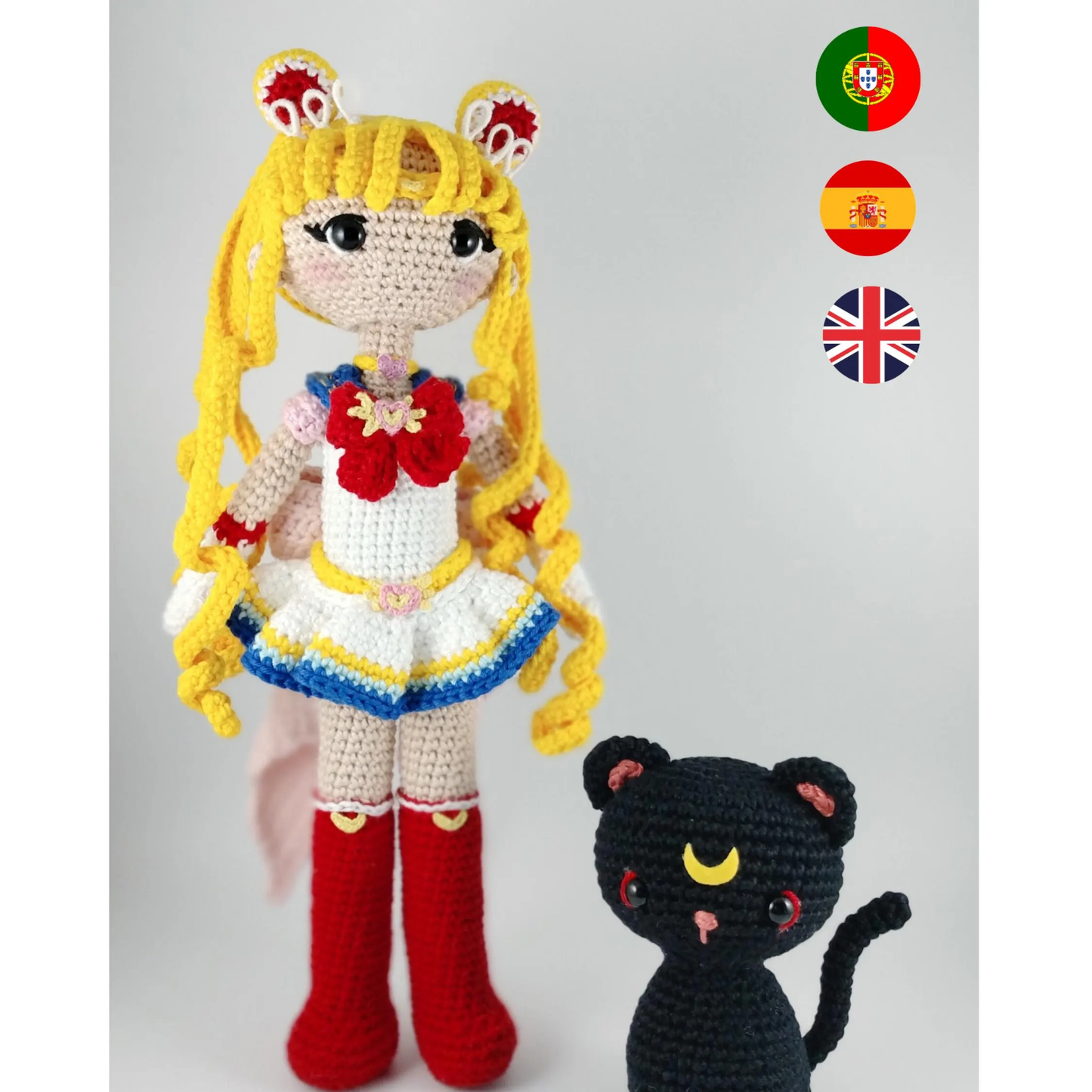 Padrão Amigurumi Sailor Moon & Lua - Padrão Detalhado com Fotos - PDF (pt | en | es)